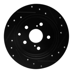 Lexus HS250H Brake Rotor (1) - Rear Left - R1 Concepts - Drilled & Slotted - Black - `06-`18